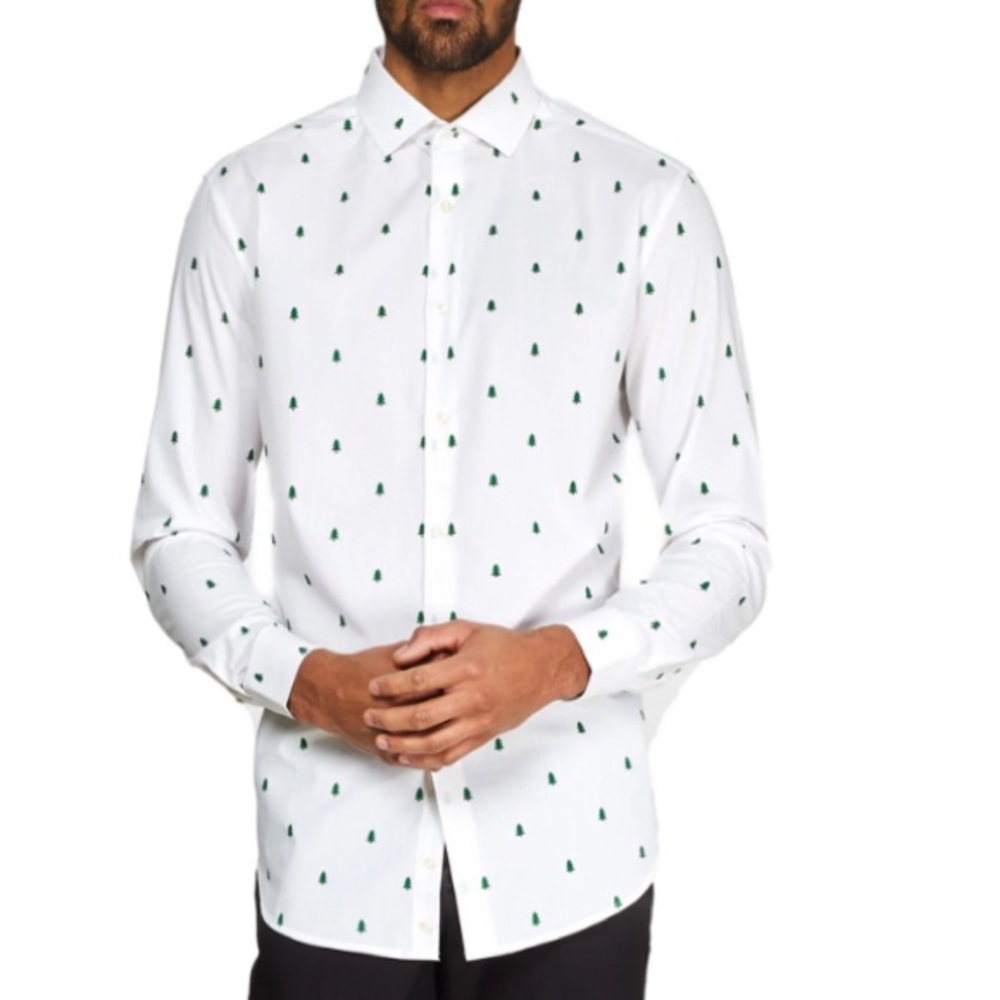Crown & Ivy pine tree classic fit Men's button down shirt size XL long sleeve